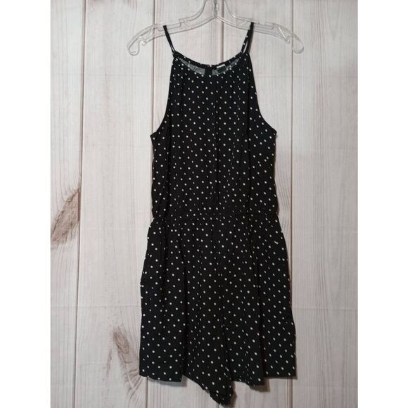Old Navy Romper Ladies Small Black White Polka Dot Pockets‎ Vacation - Picture 1 of 8